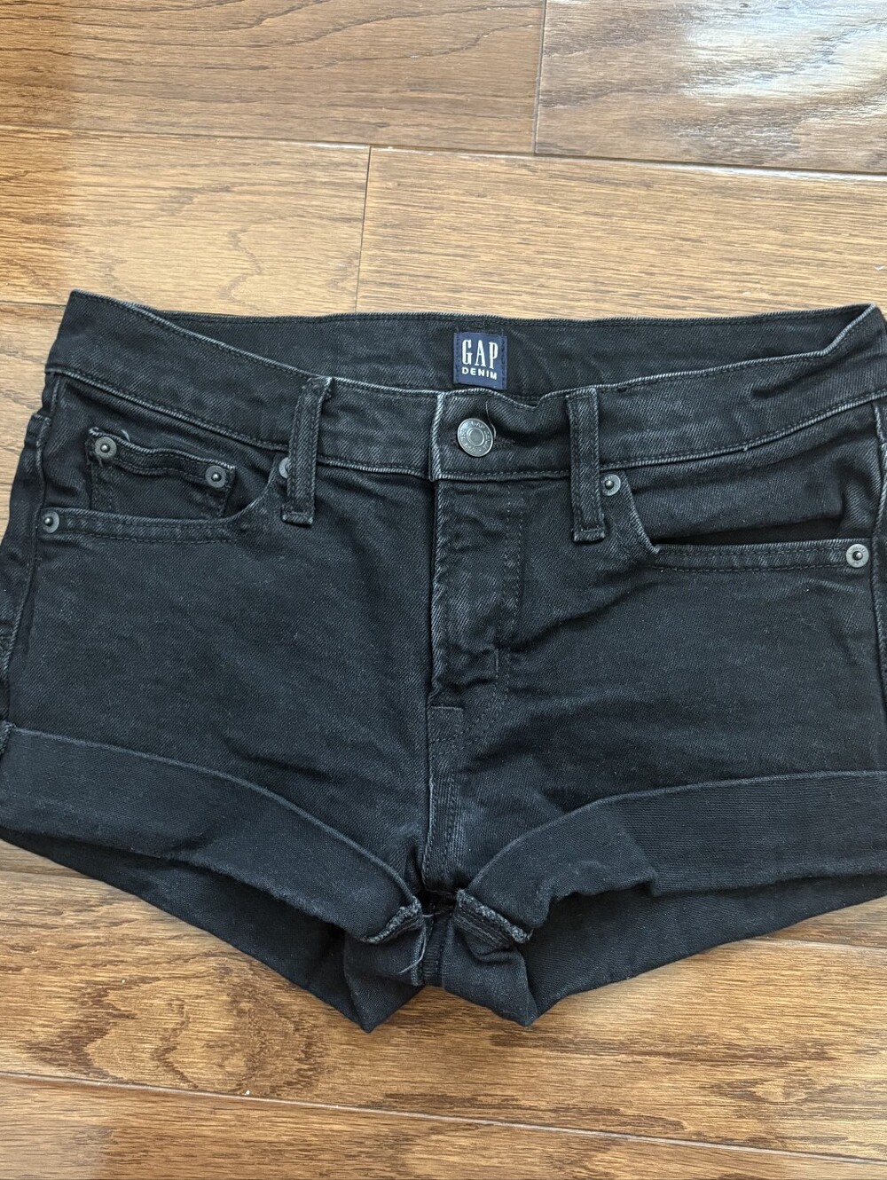 GAP Black Denim Cuffed Micro Shorts